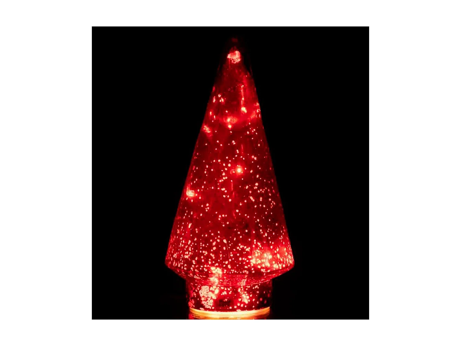 Albero di Natale decorativo a led in vetro rosso 10x10x24 cm