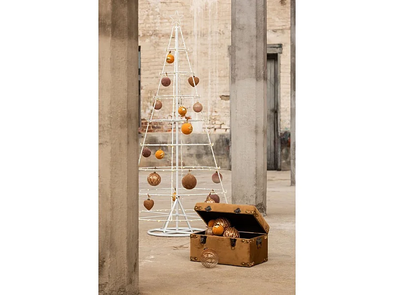 Albero di Natale conico da decorare in metallo bianco 94x94x188 cm