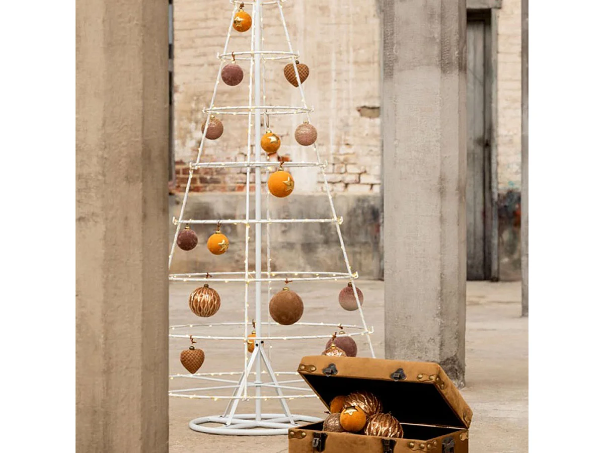 Albero di Natale conico da decorare in metallo bianco 94x94x188 cm