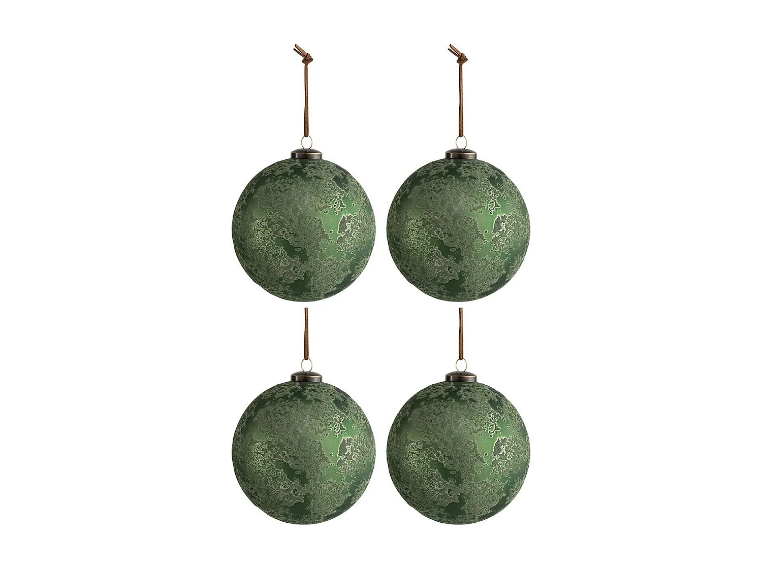 Lot de 4 Boules de Noël "Antique" 12cm Vert