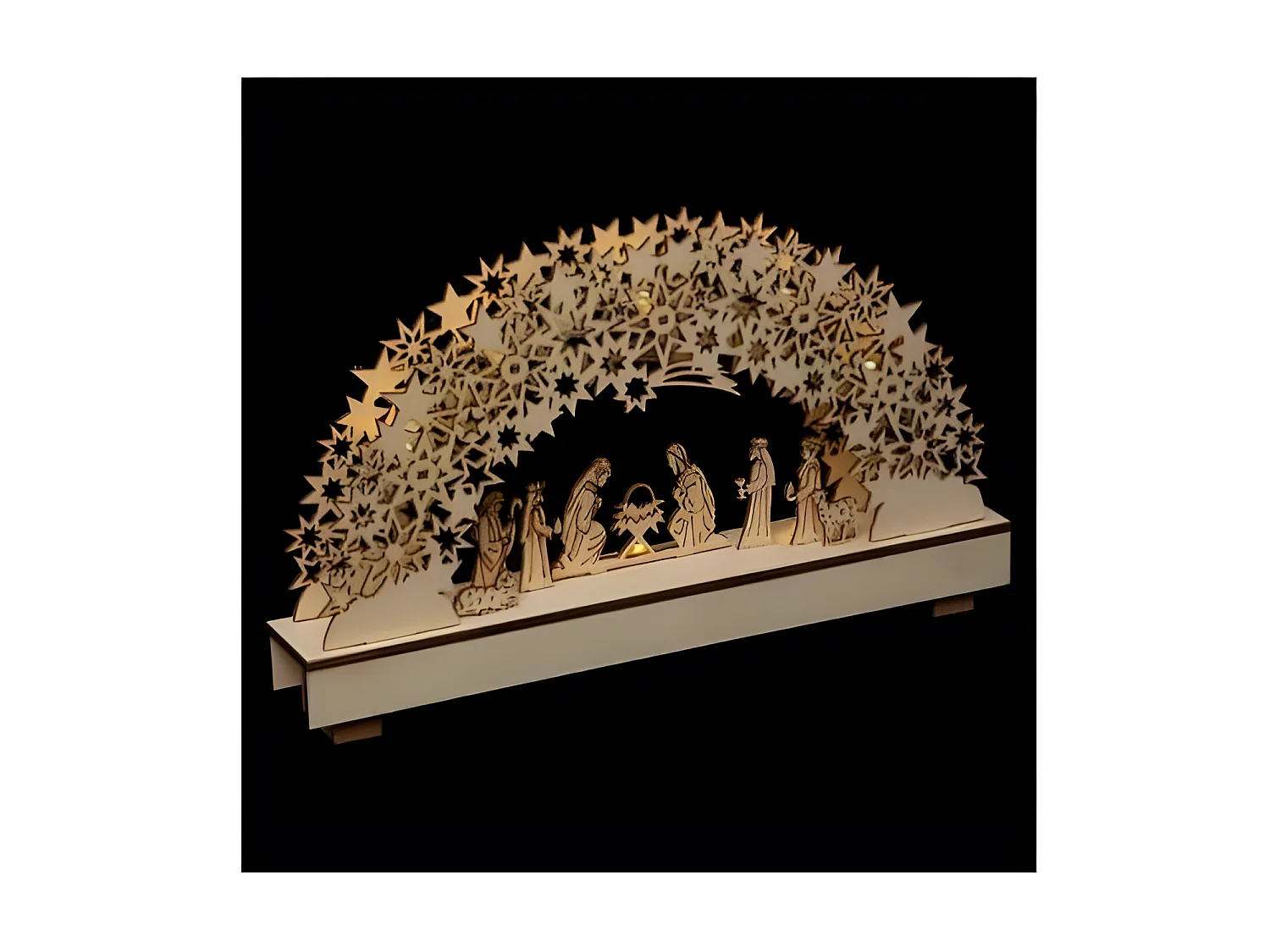 Crèche de Noël Lumineuse "9 Santons" 33cm Beige