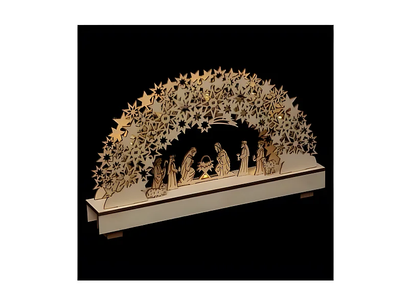 Crèche de Noël Lumineuse "9 Santons" 33cm Beige