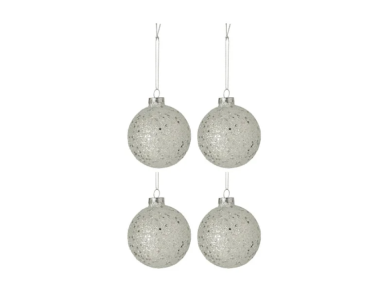 Lot de 4 Boules de Noël "Étoiles" 10cm Argent