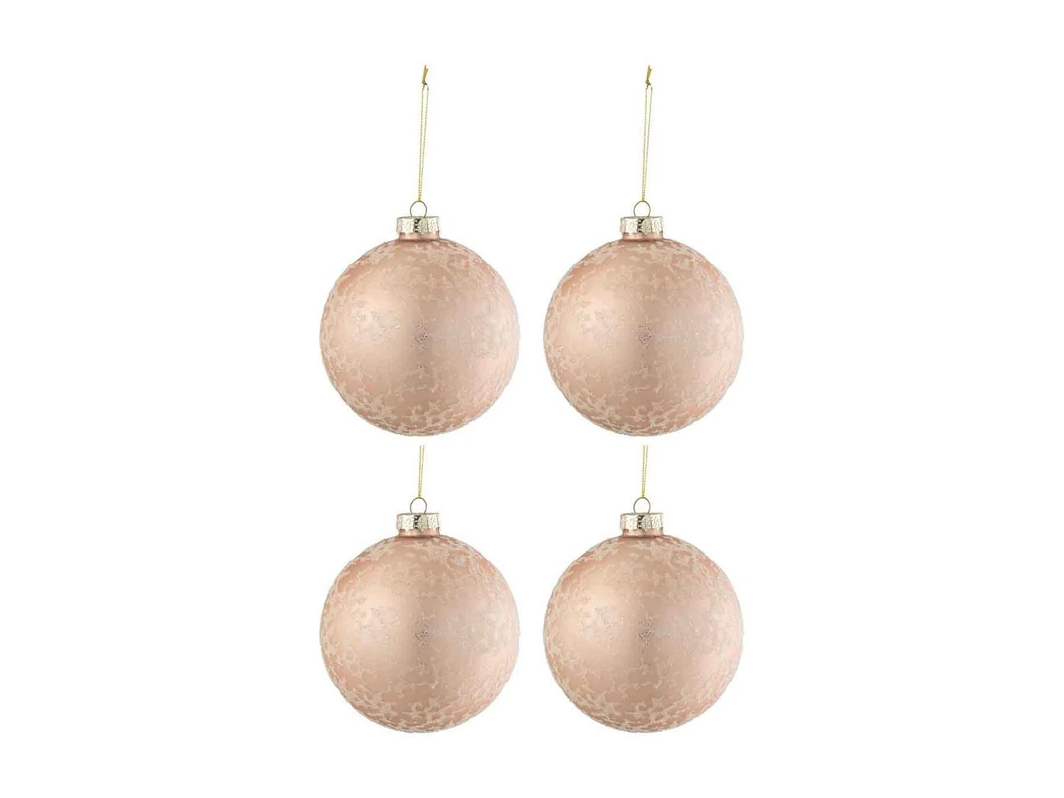 Lot de 4 Boules de Noël "Verre Mat" 12cm Rose Clair