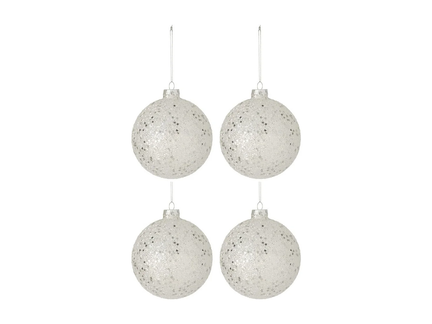 Lot de 4 Boules de Noël "Étoiles" 12cm Argent