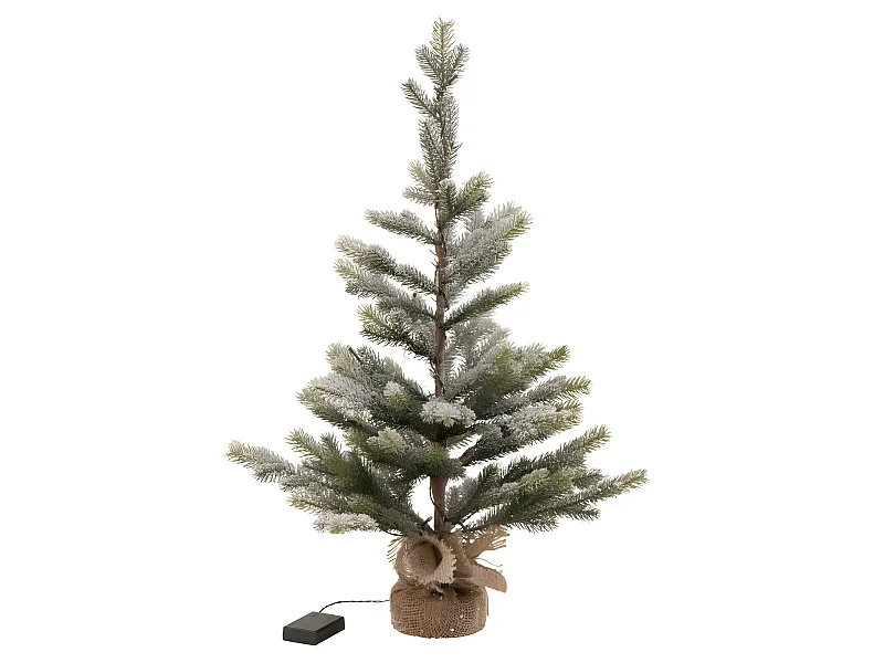 Albero di Natale innevato con luci a LED in plastica verde H81cm