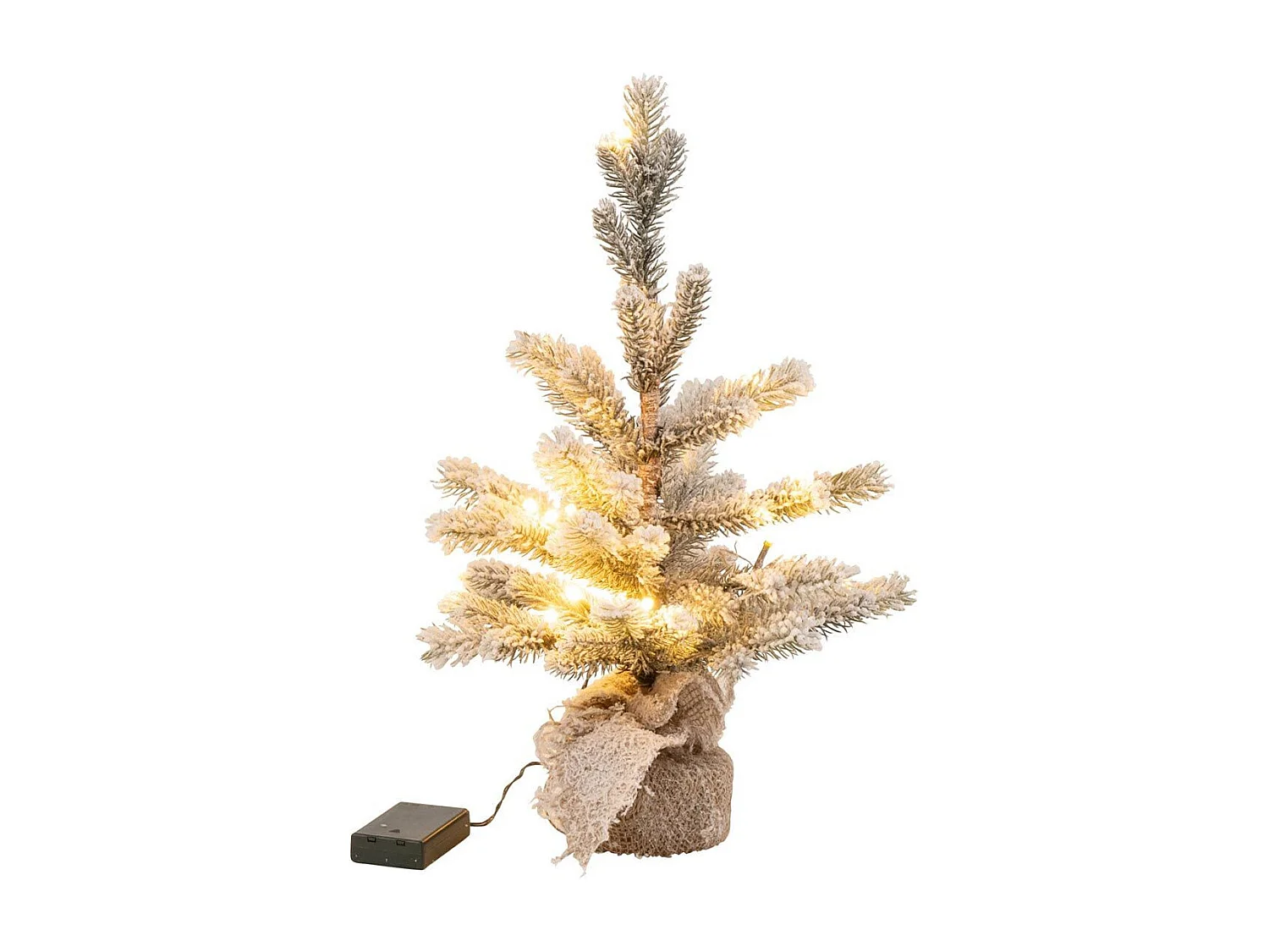Albero di Natale innevato con luci a LED in plastica verde H81cm