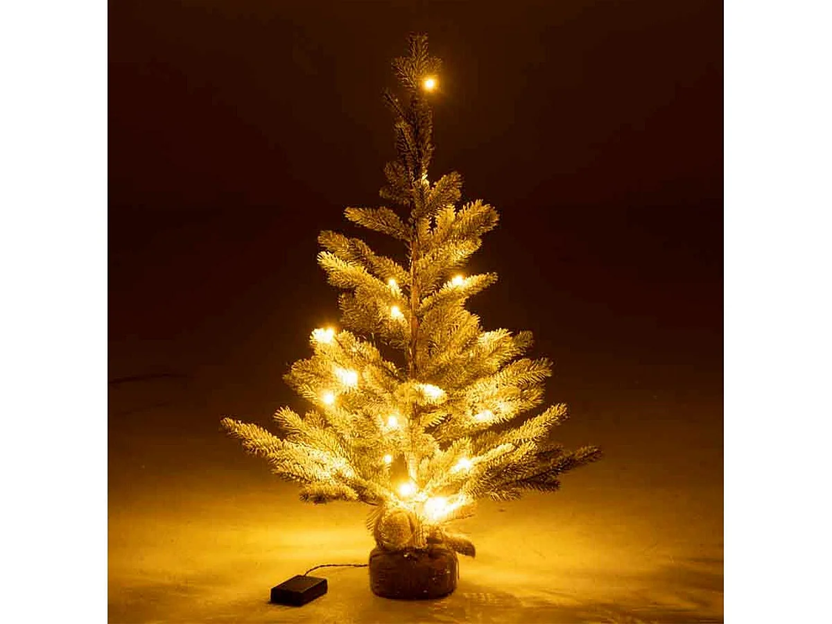 Albero di Natale innevato con luci a LED in plastica verde H81cm