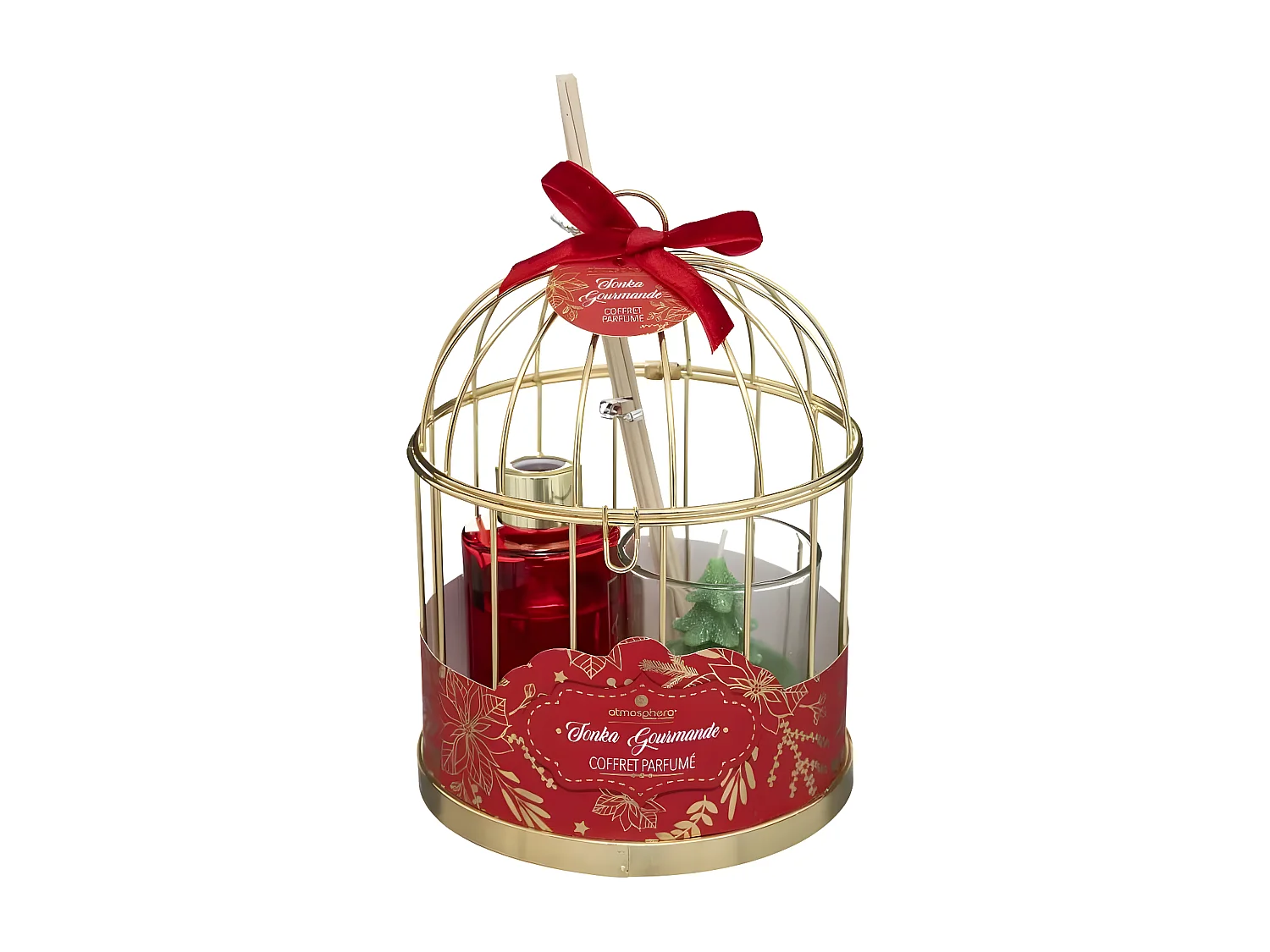 Coffret Parfumé Cage "Lola Xmas" 20cm Rouge