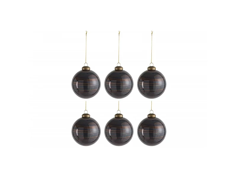 Lot de 6 Boules de Noël "Antiquan" 8cm Marron