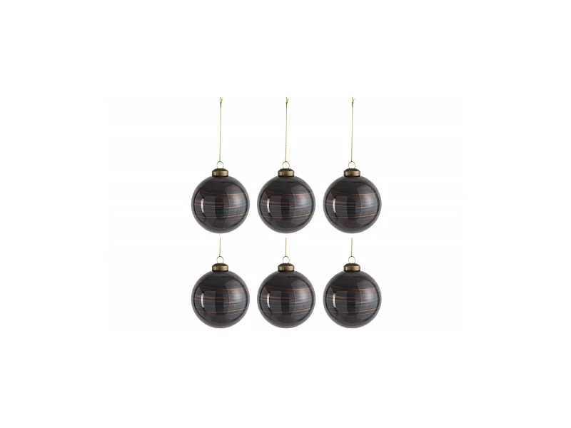 Lot de 6 Boules de Noël "Antiquan" 8cm Marron