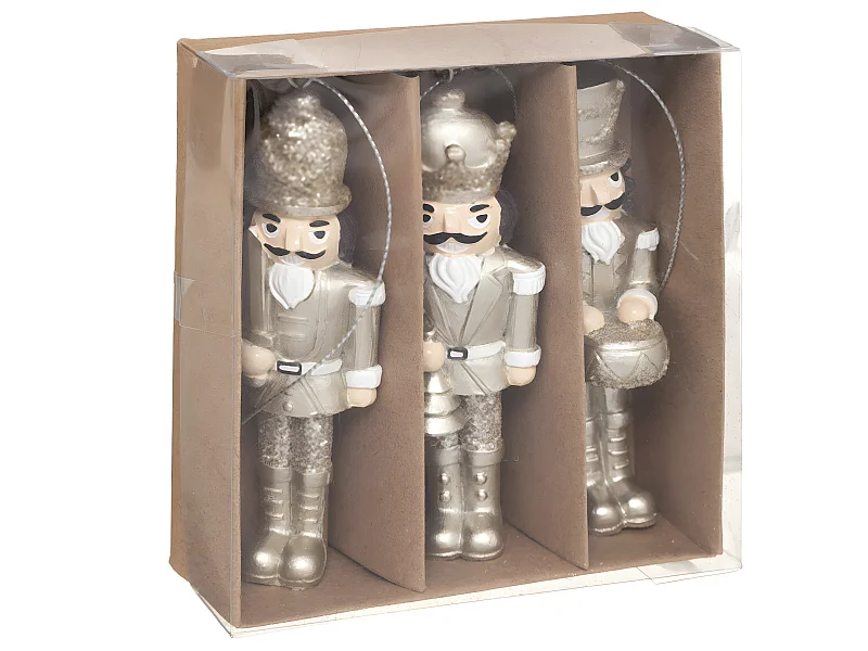 Lot de 3 Sujets de Noël "Casse Noisette" 10cm Or