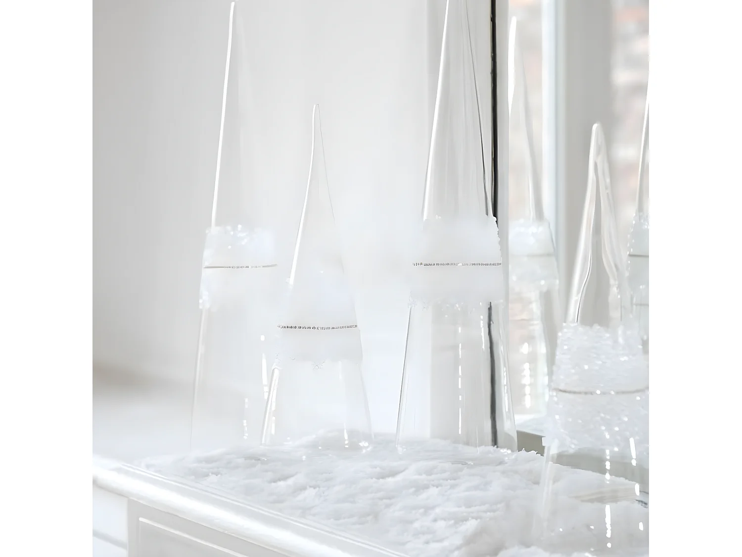 Cône Glace en Verre "Diamant" 42cm Transparent