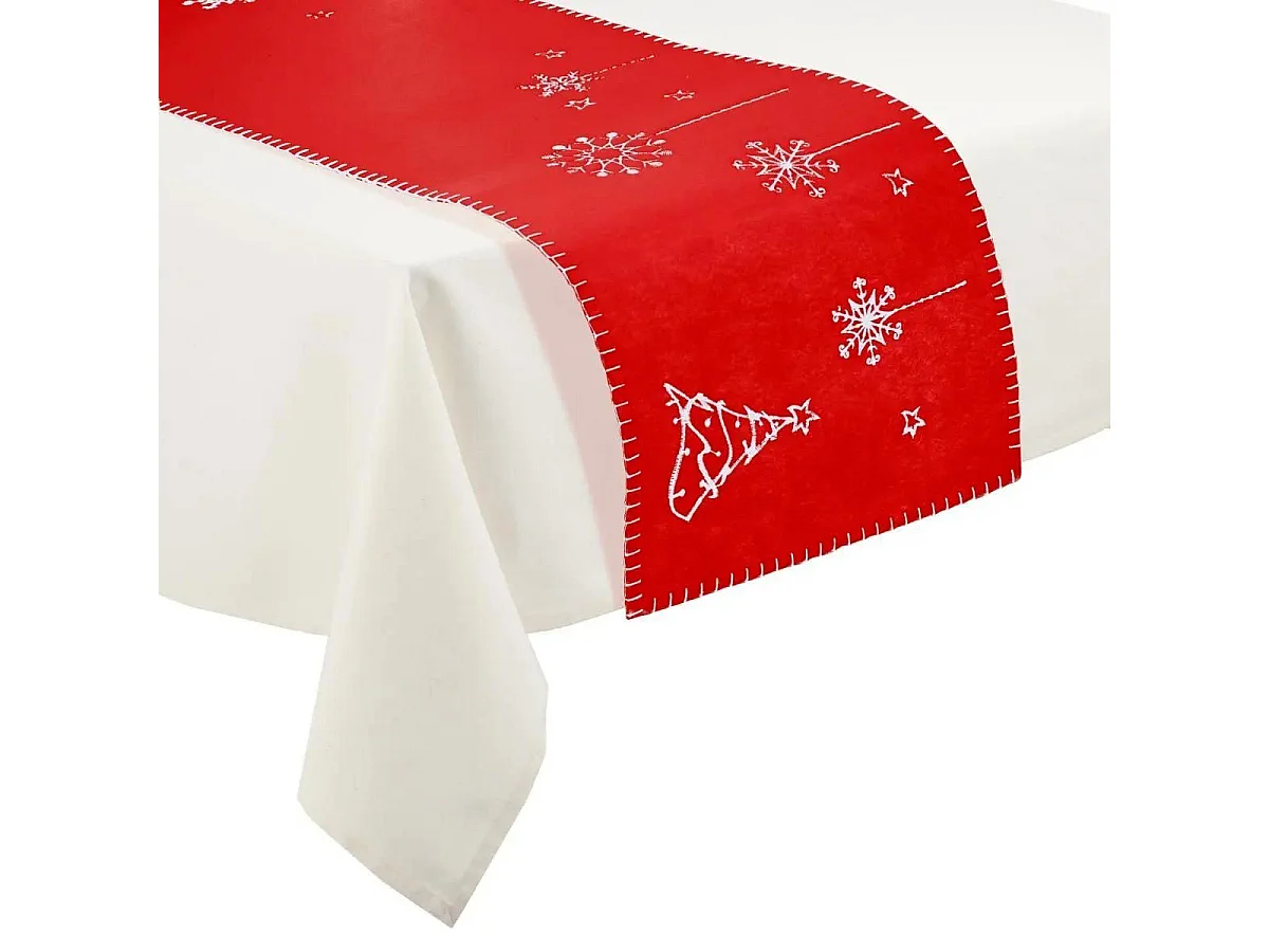 Chemin de Table Noël "Feutrine" 30x120cm Rouge