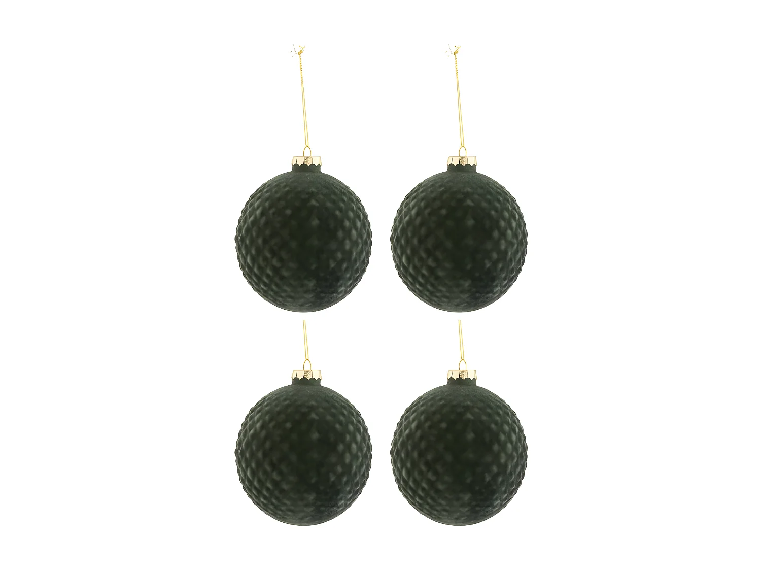 Lot de 4 Boules de Noël "Motifs" 10cm Vert Foncé