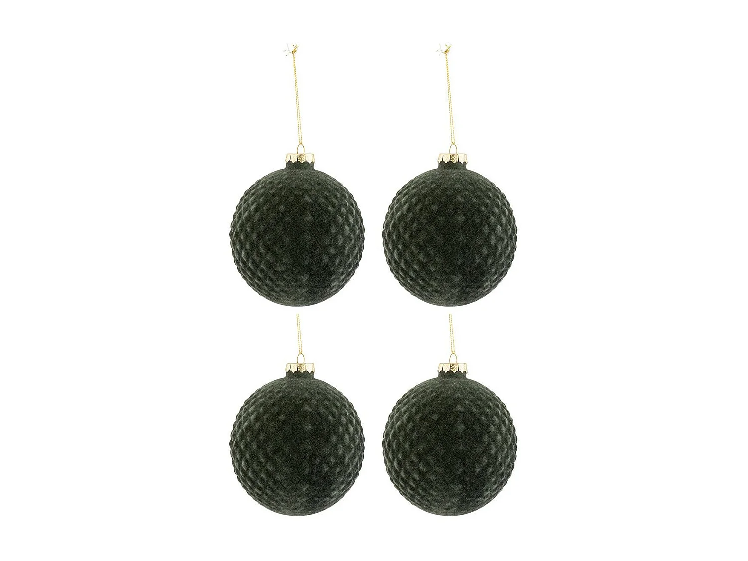 Lot de 4 Boules de Noël "Motifs" 10cm Vert Foncé