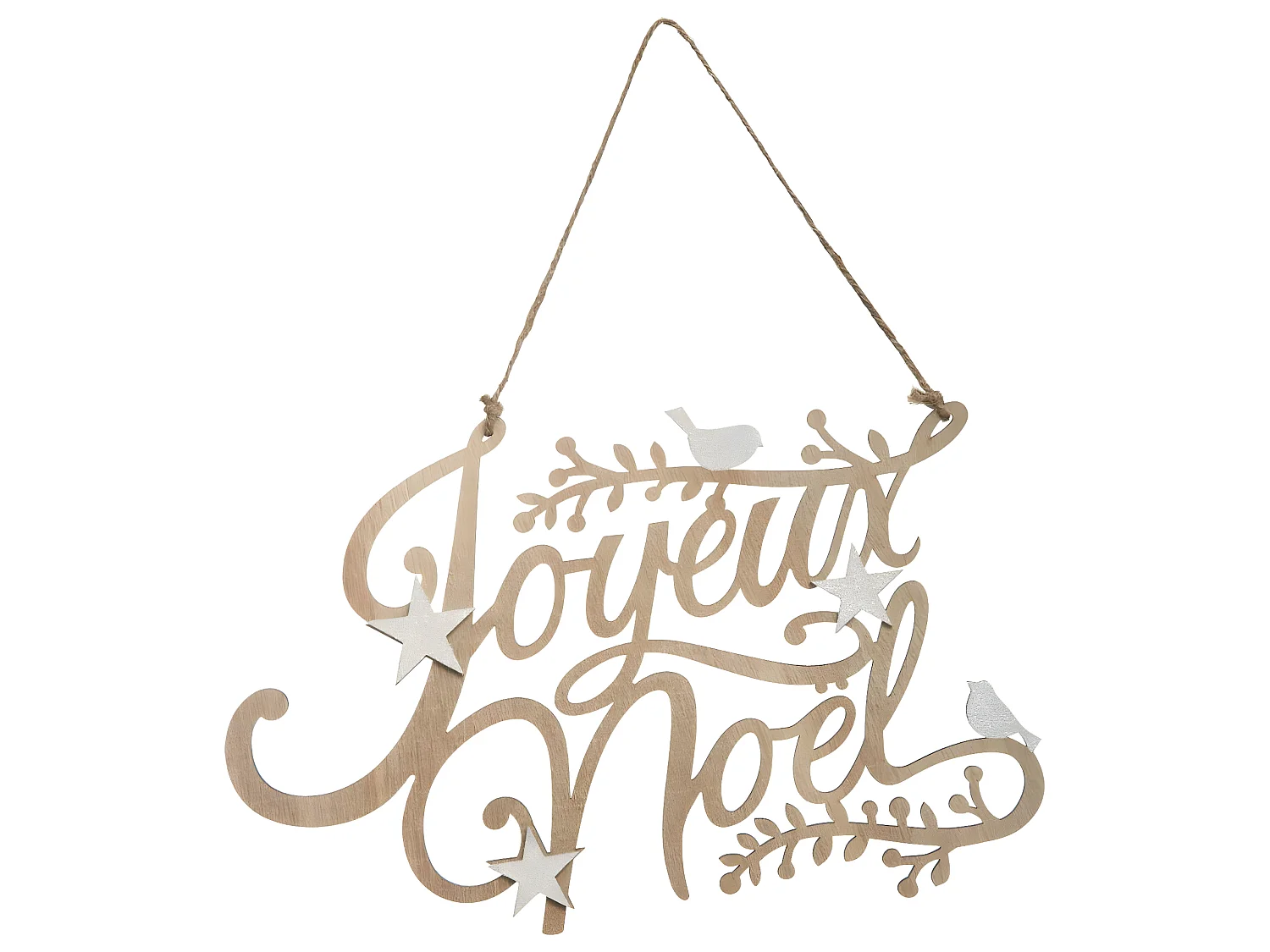Décoration de Noël Joyeux "Bois" 37cm Naturel