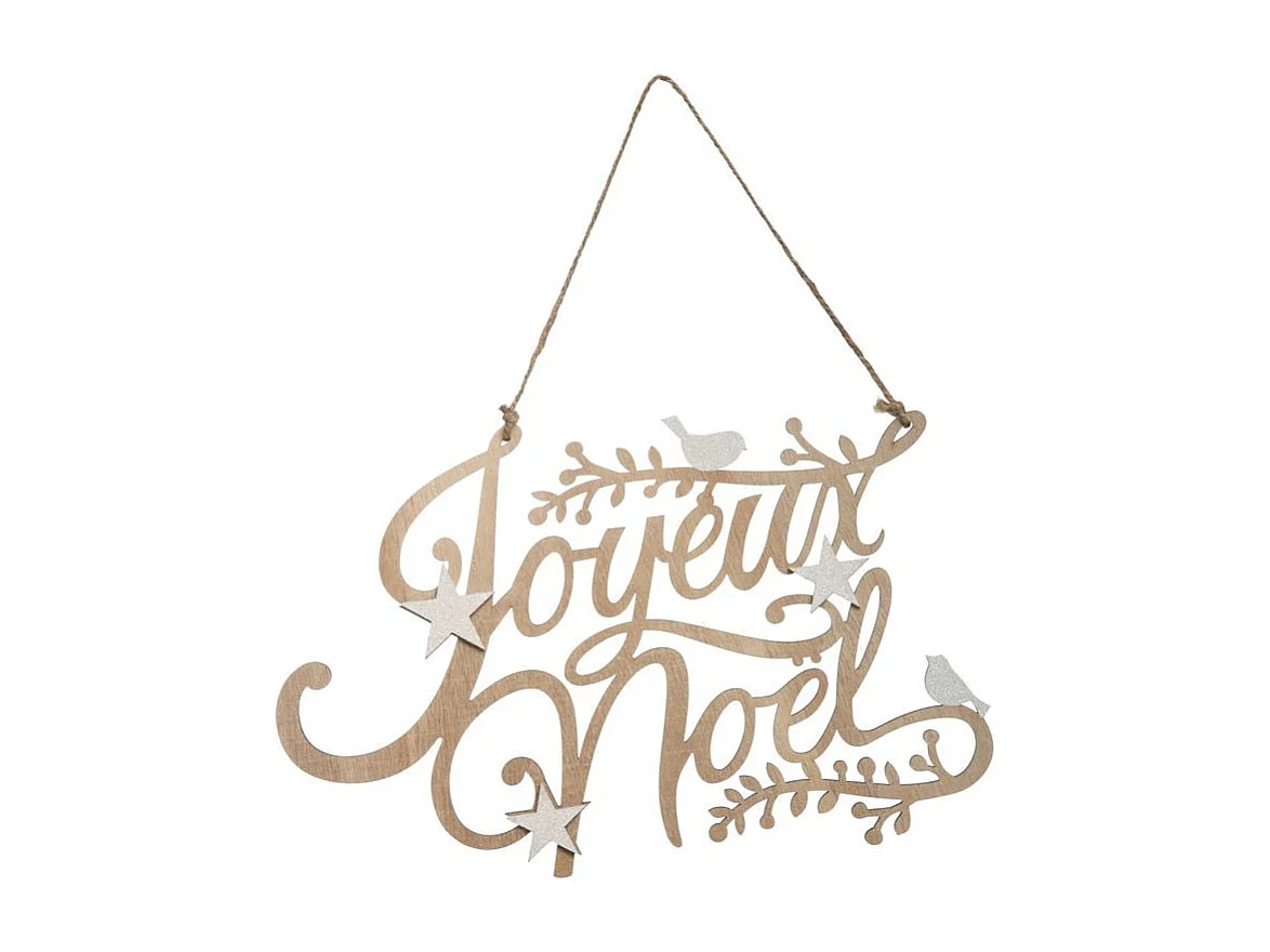 Décoration de Noël Joyeux "Bois" 37cm Naturel