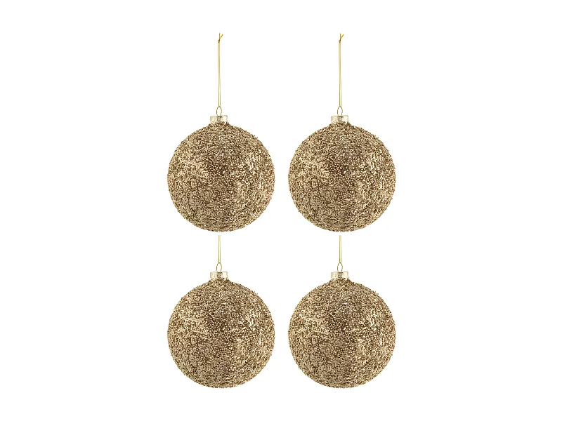 Scatola di 4 palline di Natale in vetro oro 13x13x15 cm