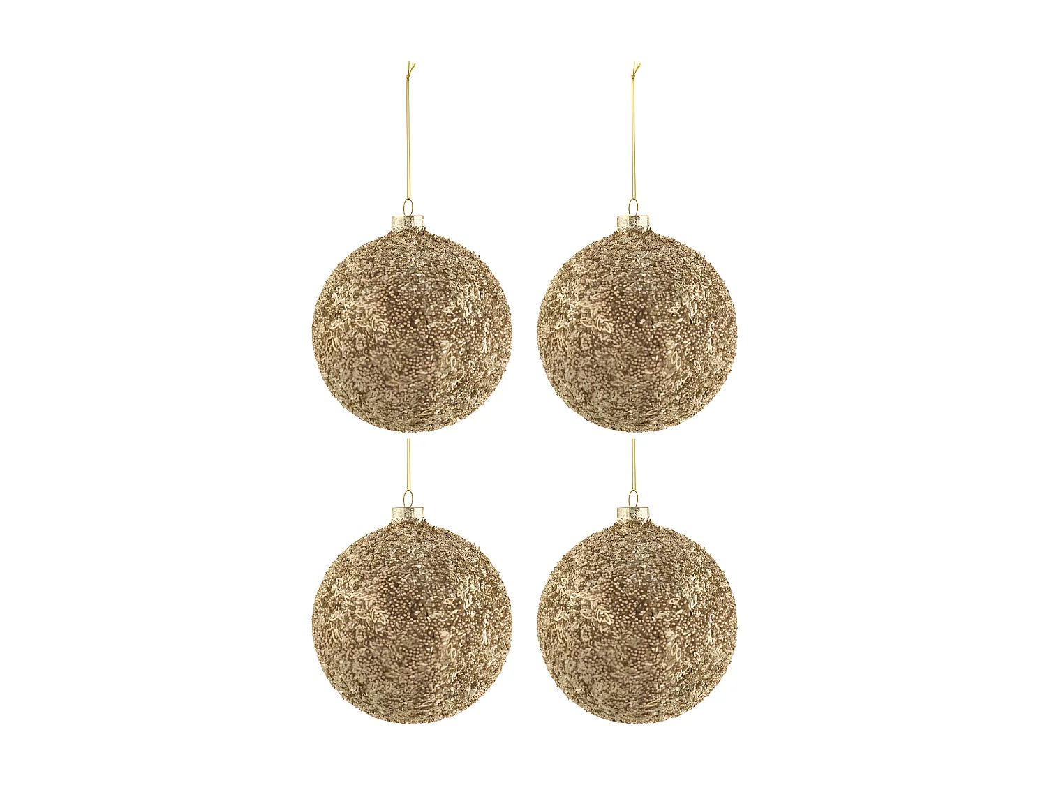 Lot de 4 Boules de Noël "Paillettes" 12cm Or