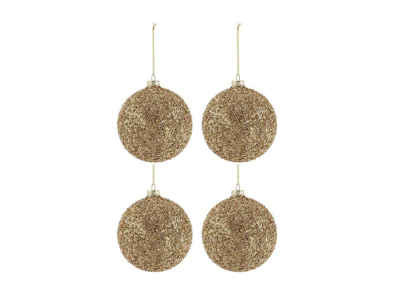 Scatola di 4 palline di Natale in vetro oro 13x13x15 cm