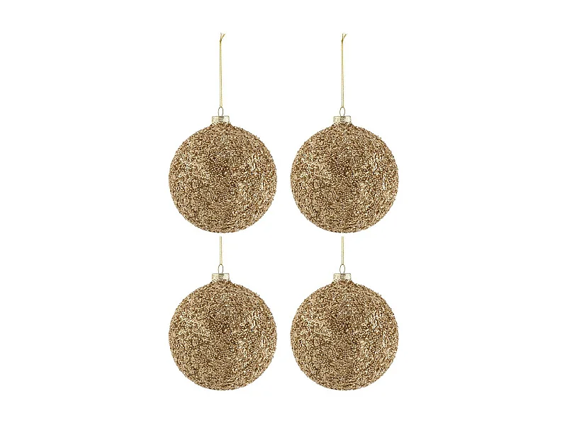 Scatola di 4 palline di Natale in vetro oro 13x13x15 cm