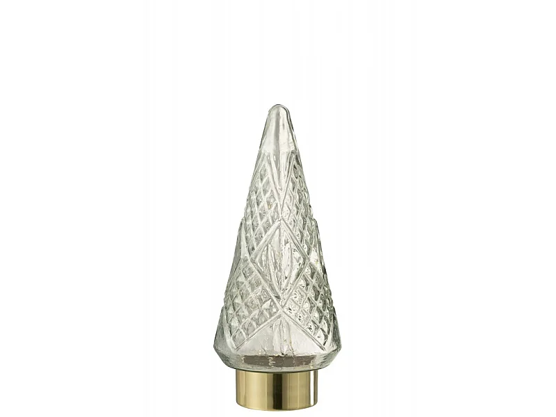 Albero di Natale decorativo a LED in vetro trasparente 15x15x35.5 cm
