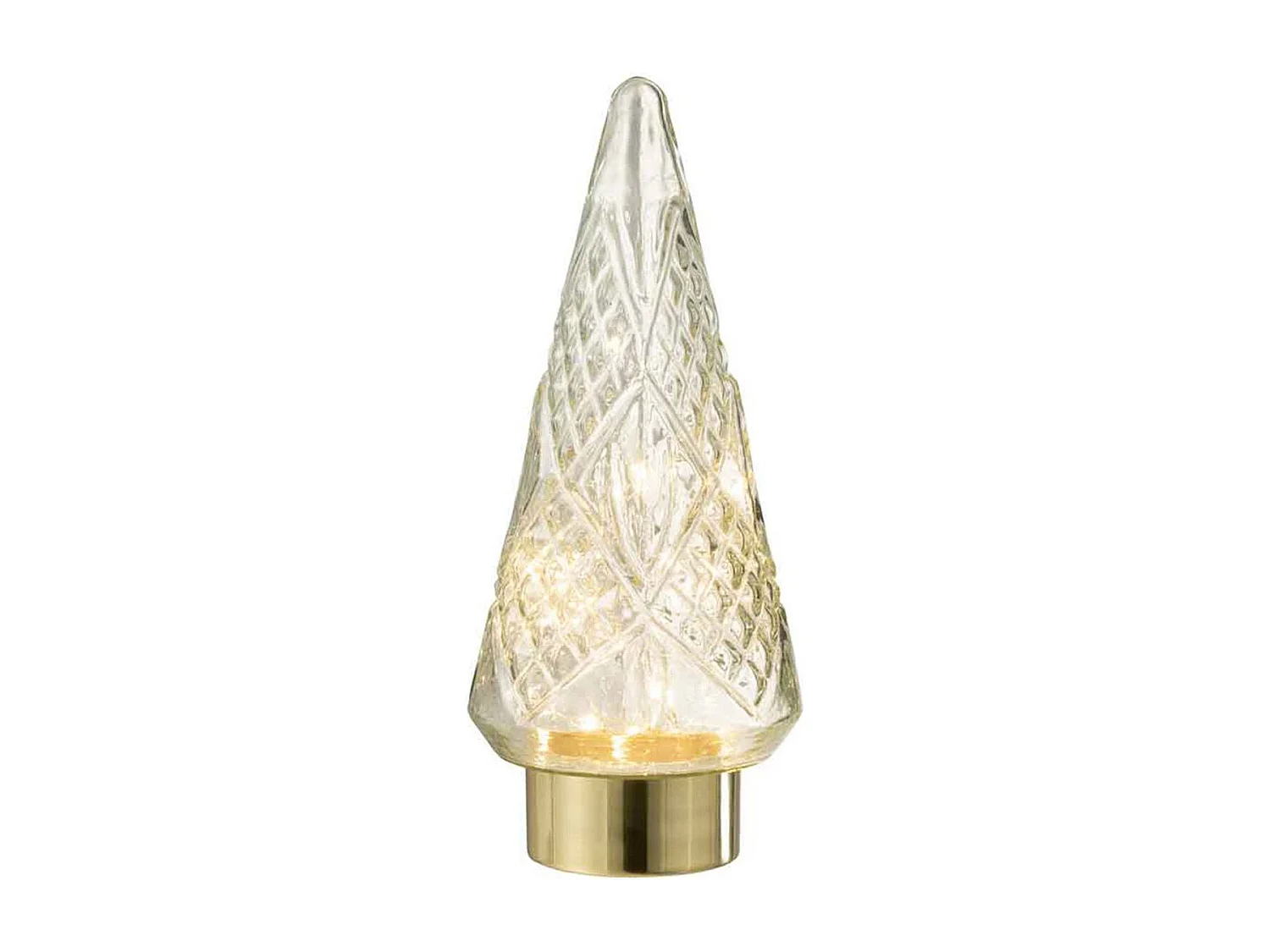 Albero di Natale decorativo a LED in vetro trasparente 15x15x35.5 cm