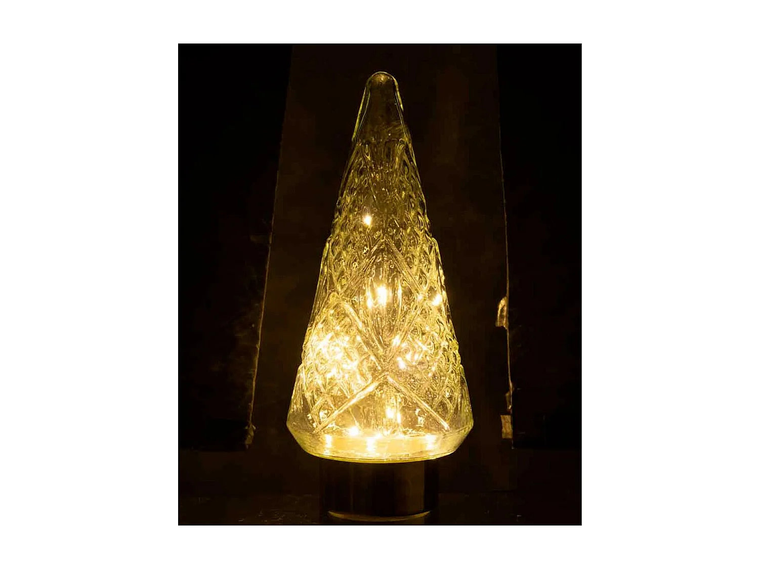 Albero di Natale decorativo a LED in vetro trasparente 15x15x35.5 cm