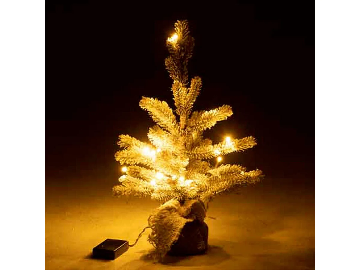 Albero di Natale innevato con luci a LED in plastica verde H50cm