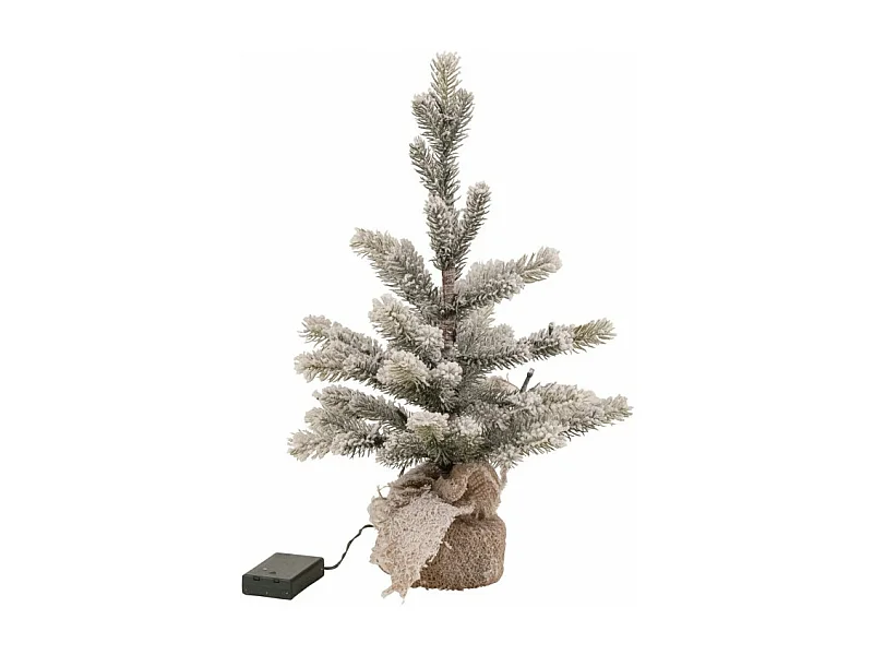 Albero di Natale innevato con luci a LED in plastica verde H50cm
