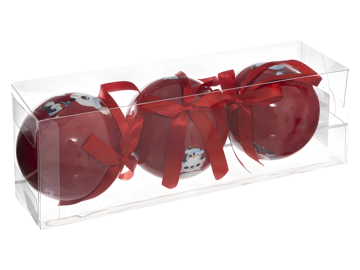 Lot de 3 Boules de Noël "Délice des Fêtes" 7cm Rouge