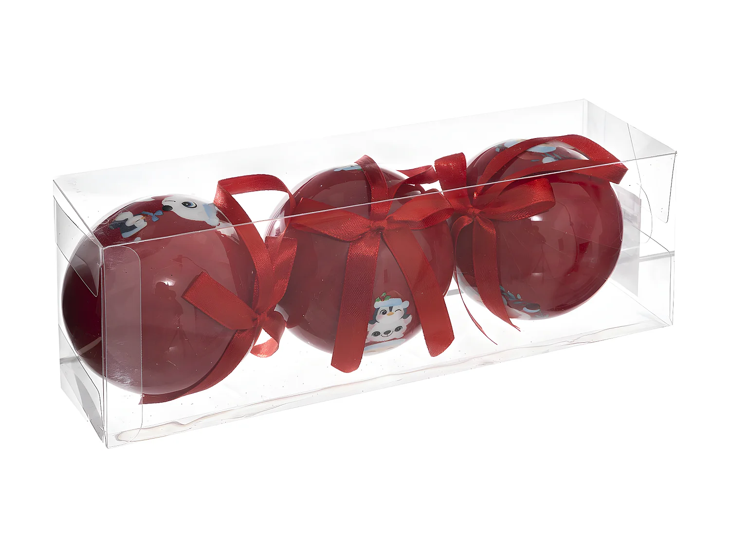 Lot de 3 Boules de Noël "Délice des Fêtes" 7cm Rouge