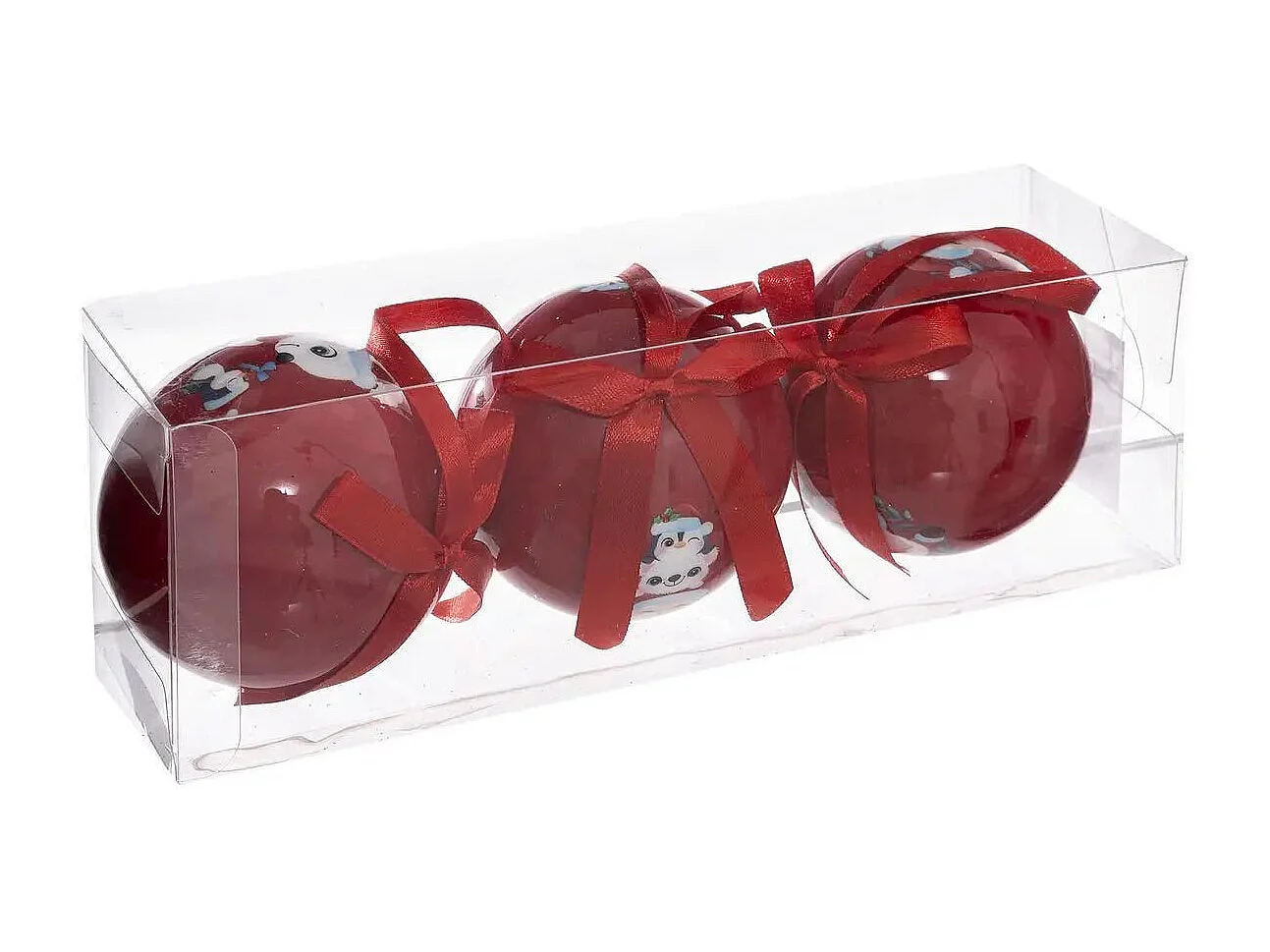 Lot de 3 Boules de Noël "Délice des Fêtes" 7cm Rouge