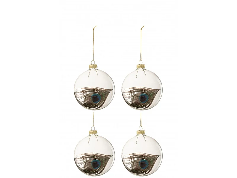 Scatola di 6 palline di Natale in vetro verde 10x10x10 cm