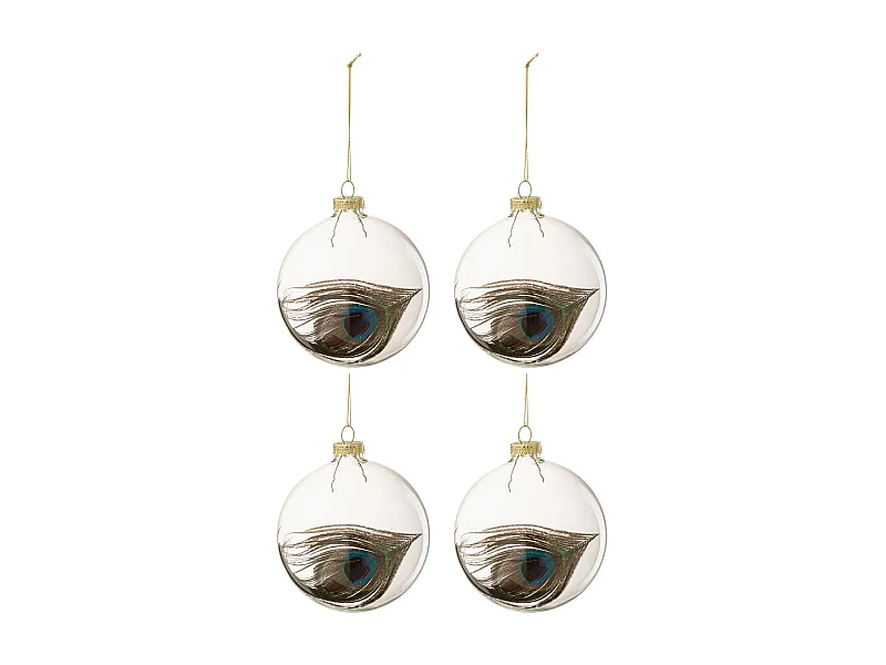 Scatola di 6 palline di Natale in vetro verde 10x10x10 cm