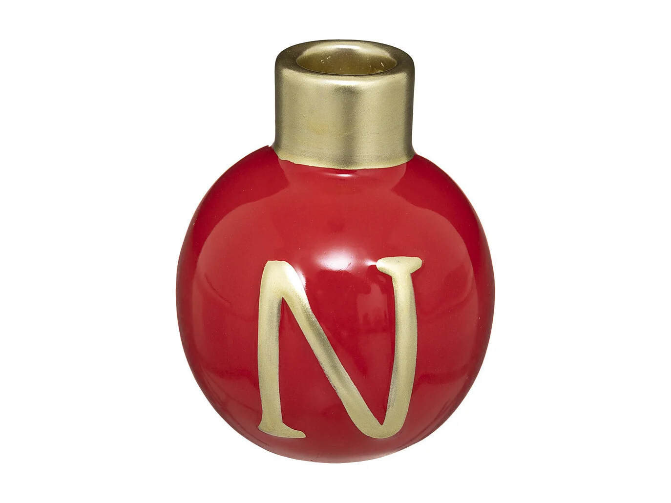 Lot de 4 Photophores Boules "Soir de Noël" 10cm Rouge