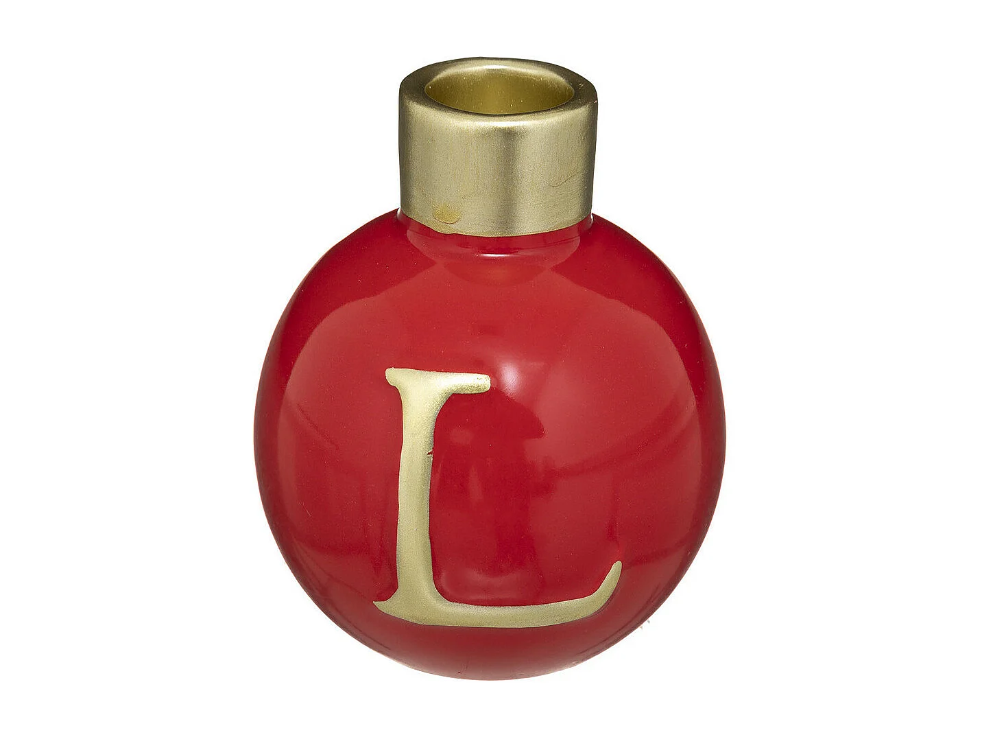 Lot de 4 Photophores Boules "Soir de Noël" 10cm Rouge