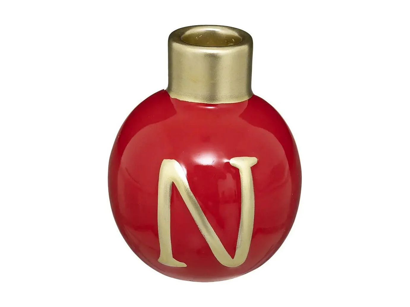 Lot de 4 Photophores Boules "Soir de Noël" 10cm Rouge