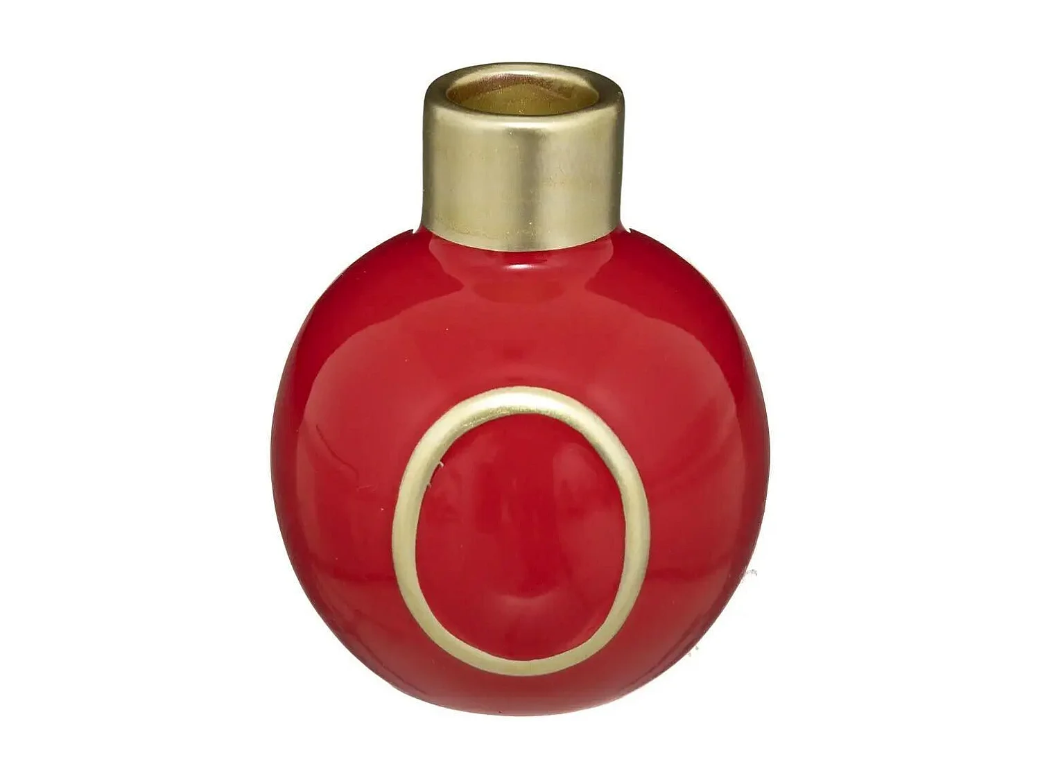 Lot de 4 Photophores Boules "Soir de Noël" 10cm Rouge