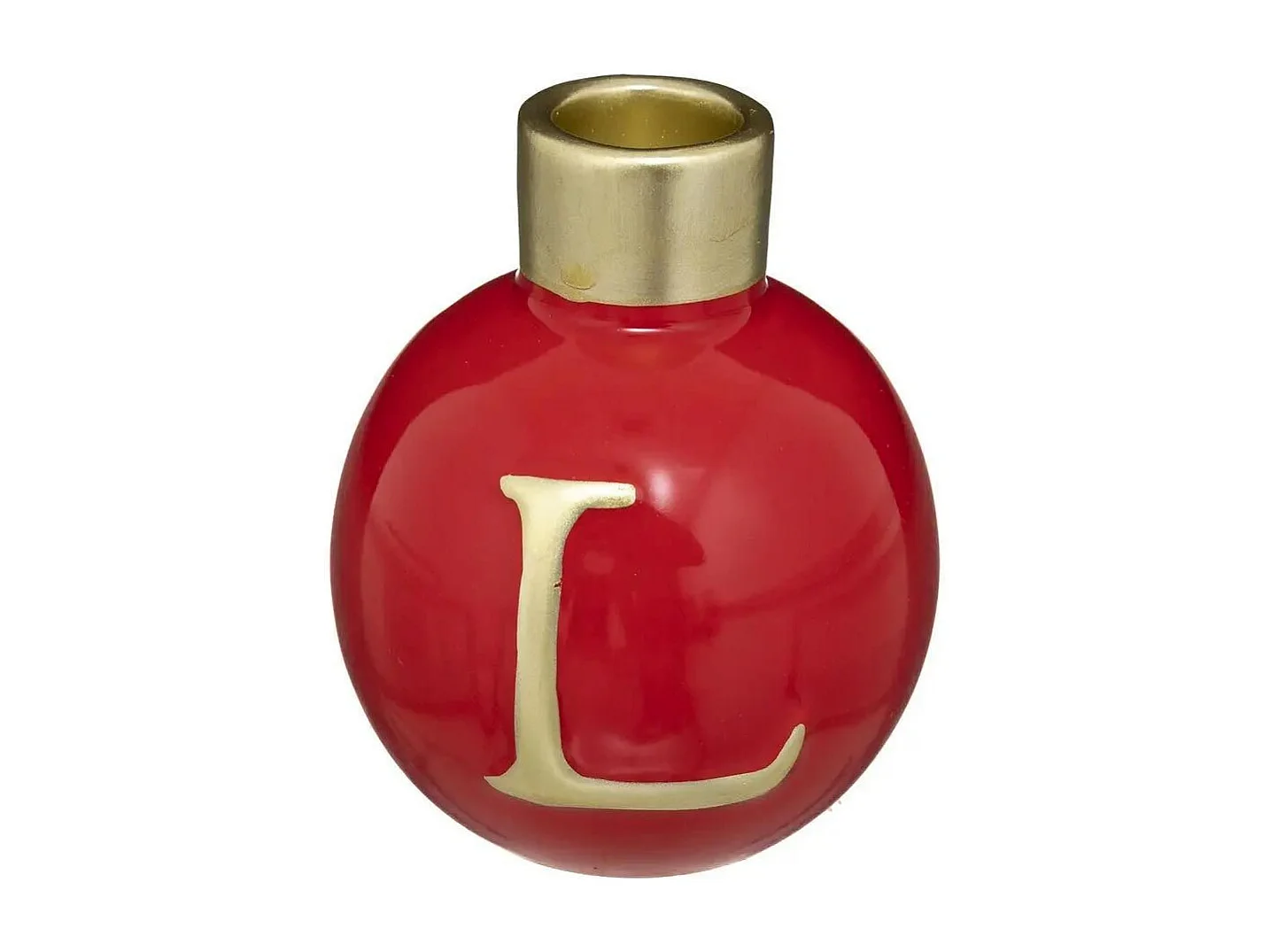 Lot de 4 Photophores Boules "Soir de Noël" 10cm Rouge