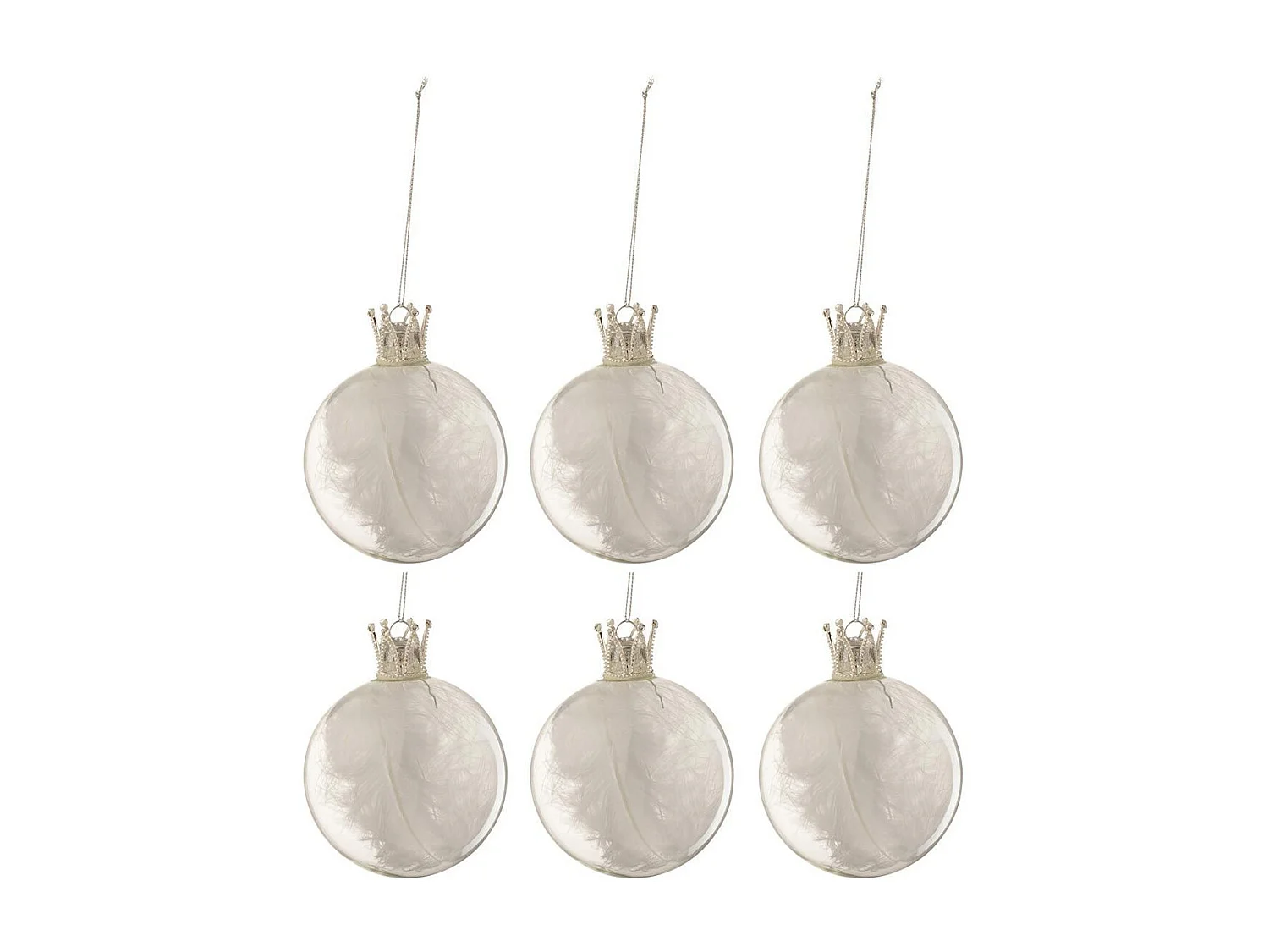 Scatola di 6 palline di Natale in vetro bianco 8x8x8 cm