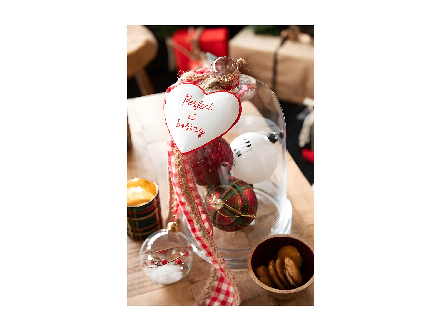 Caja de 6 bolas de Navidad de vidrio rojo de 8x8x8 cm