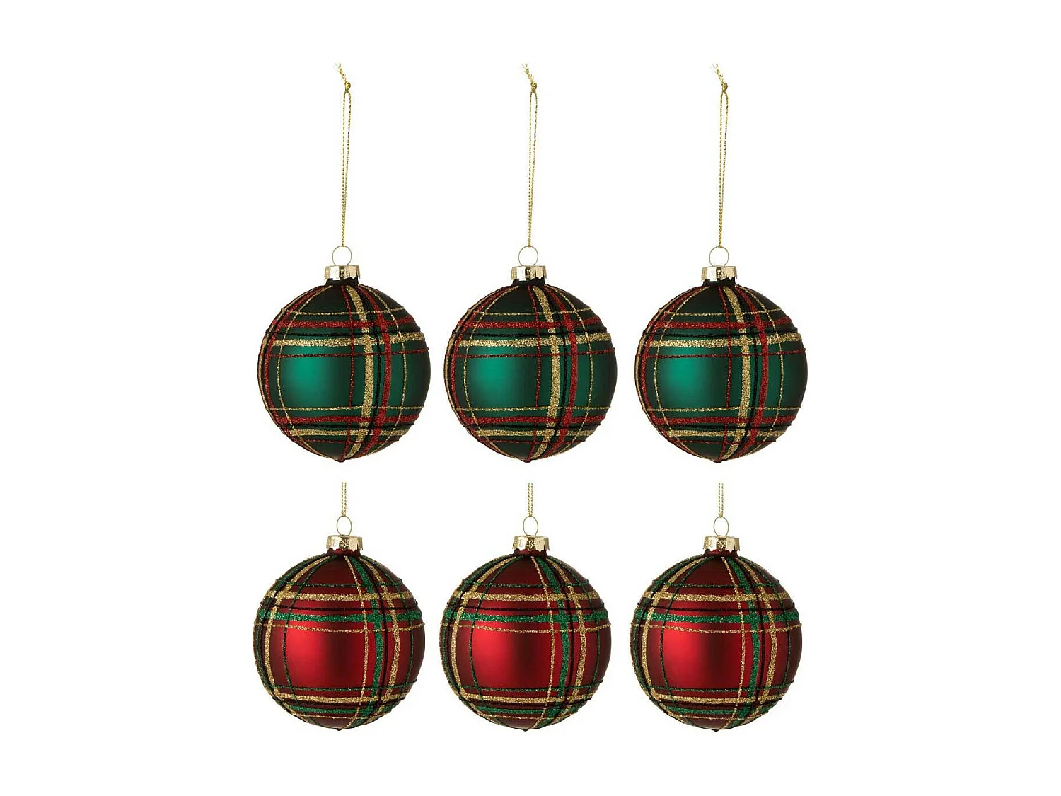 Scatola di 6 palline di Natale in vetro rosso 8x8x8 cm