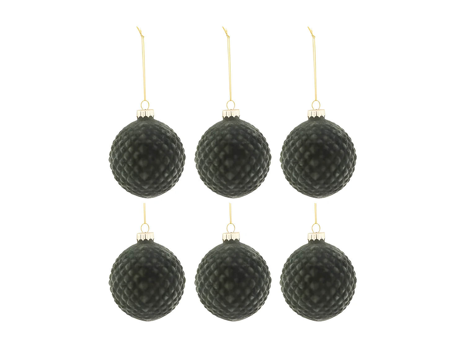 Lot de 6 Boules de Noël "Motifs" 8cm Vert Foncé