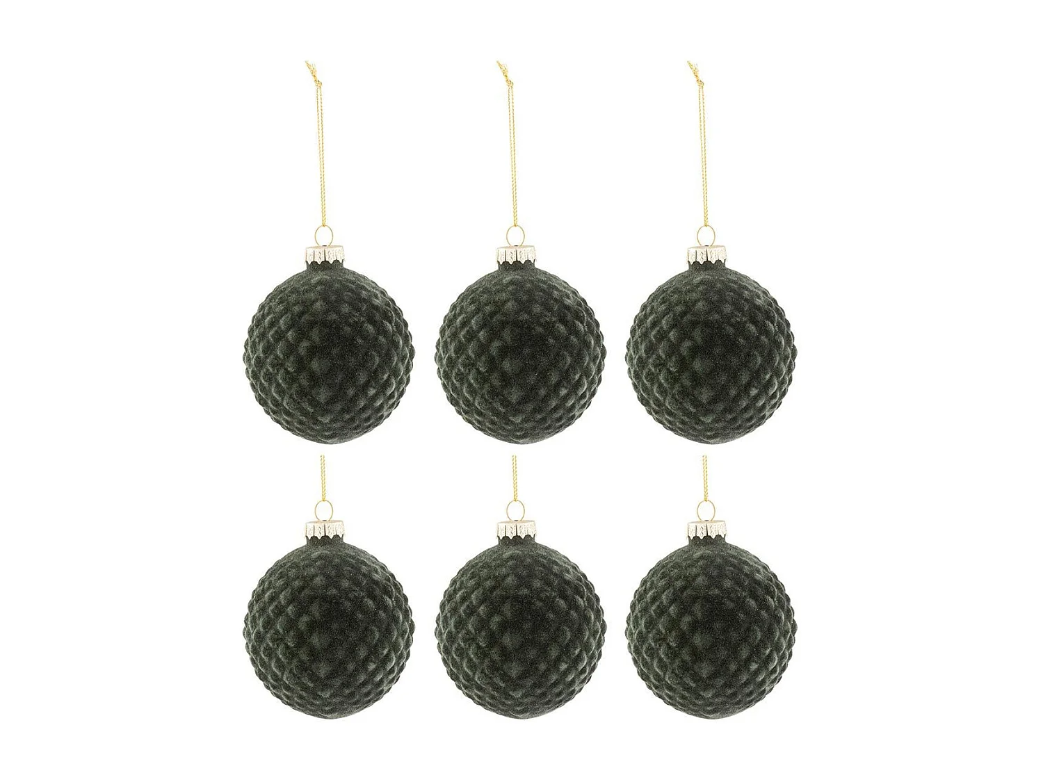 Caja de 6 bolas de Navidad de vidrio verde de 8x8x8 cm
