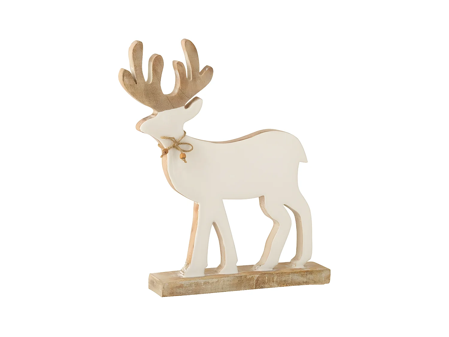 Statuette Déco "Renne sur Pied" 41cm Blanc