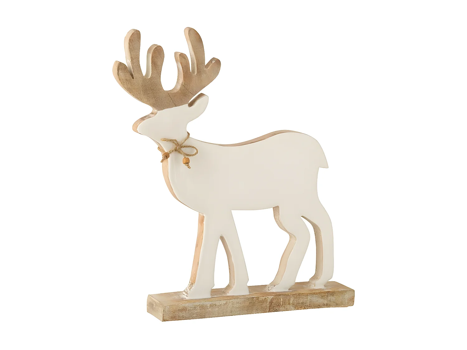 Statuette Déco "Renne sur Pied" 41cm Blanc