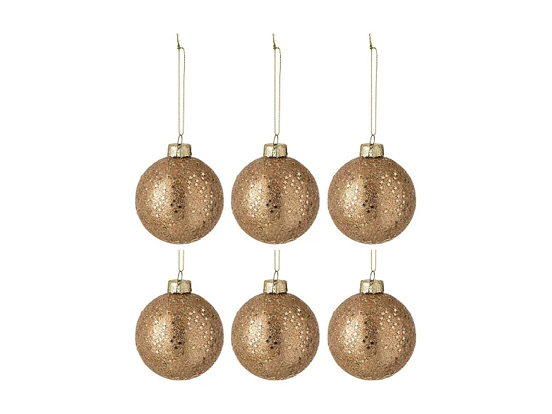 Scatola di 6 palline di Natale in vetro oro 8x8x10 cm