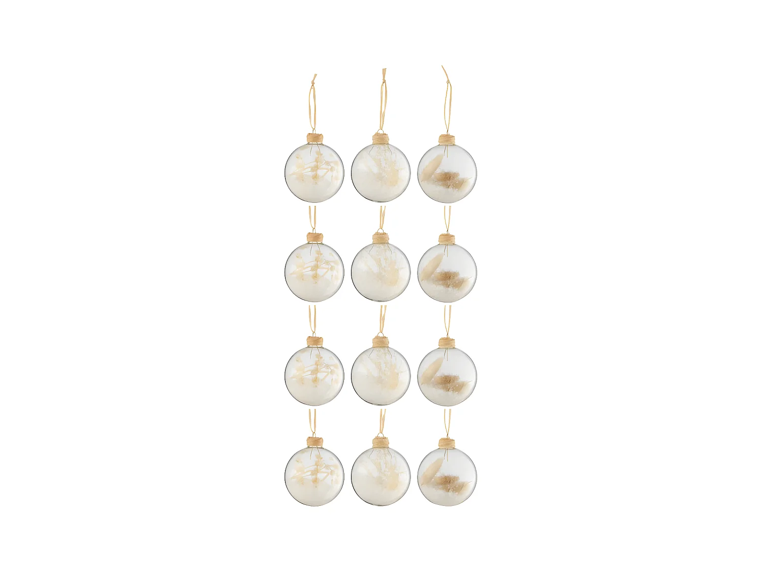 Lot de 12 Boules de Noël "Brindilles" 8cm Transparent
